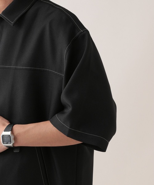 RAGEBLUE（レイジブルー）の「【セットアップ対応】配色ステッチ/オーバーサイズシャツ（シャツ/ブラウス・メンズ・ブラック/ホワイト/ネイビー/ベージュ・MEDIUM/LARGE）」の18枚目の写真