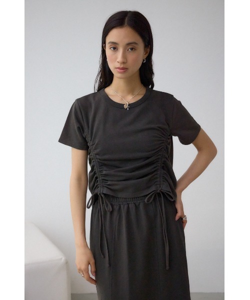 AZUL by moussy(アズールバイマウジー)の「ヴィンテージライクドロストTシャツ(Tシャツ/カットソー・レディース・ライトブラック/スモークピンク/チャコールグレー・FREE)」の6枚目の写真