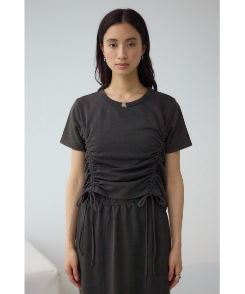 AZUL by moussy(アズールバイマウジー)の「ヴィンテージライクドロストTシャツ(Tシャツ/カットソー・レディース・ライトブラック/スモークピンク/チャコールグレー・FREE)」の8枚目の写真