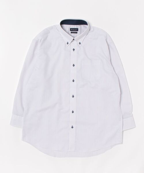 TOKYO SHIRTS（トウキョウシャツ）の「【超形態安定】形態安定ノンアイロン ボタンダウン 長袖ビジネスワイシャツ（大きいサイズ・長いサイズ）（ビジネスシャツ・メンズ・レッド・首回り39cm-裄丈88cm/首回り41cm-裄丈90cm/首回り42cm-裄丈90cm/首回り43cm-裄丈90cm/首回り45cm-裄丈82cm/首回り45cm-裄丈86cm/首回り45cm-裄丈90cm/首回り47cm-裄丈86cm/首回り47cm-裄丈90cm）」の6枚目の写真