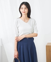 【極美品】トゥービーシック Vネックノースリーブニットラメ混 グレー花 M 極美品】トゥービーシック Vネックノースリーブニットラメ混