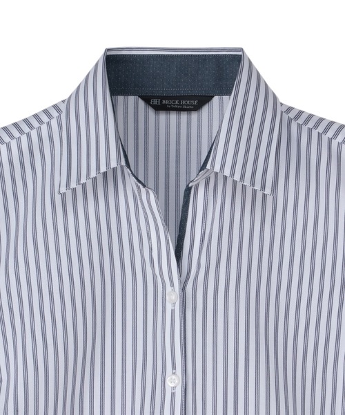 TOKYO SHIRTS（トウキョウシャツ）の「【吸水速乾】 形態安定ノーアイロン スキッパー 半袖ビジネスワイシャツ（ビジネスシャツ・レディース・ネイビー・S/LL/XL/M/L）」の4枚目の写真
