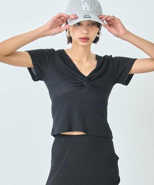 ANAP(アナップ)の「ワンピース風 リブ Tシャツ ロングスカート セットアップ(セットアップ・レディース・グレー/ブラック・FREE)」の6枚目の写真