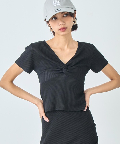 ANAP(アナップ)の「ワンピース風 リブ Tシャツ ロングスカート セットアップ(セットアップ・レディース・グレー/ブラック・FREE)」の7枚目の写真