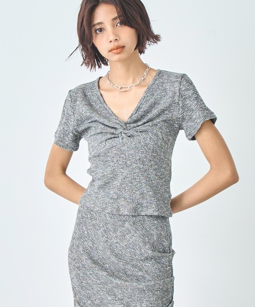 ANAP(アナップ)の「ワンピース風 リブ Tシャツ ロングスカート セットアップ(セットアップ・レディース・グレー/ブラック・FREE)」の9枚目の写真