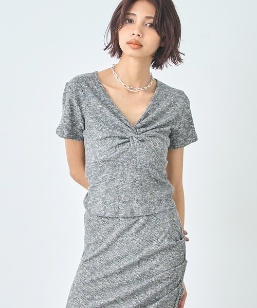 ANAP(アナップ)の「ワンピース風 リブ Tシャツ ロングスカート セットアップ(セットアップ・レディース・グレー/ブラック・FREE)」の10枚目の写真