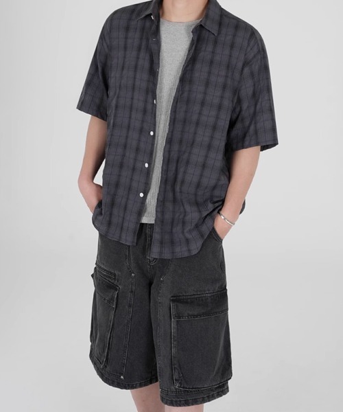 NOWLE(ノウル)の「【NOWLE】シアサッカー チェック 半袖 ボタン シャツ(シャツ/ブラウス・メンズ・ブルー/ダークグレー・MEDIUM/LARGE/X-LARGE)」の19枚目の写真