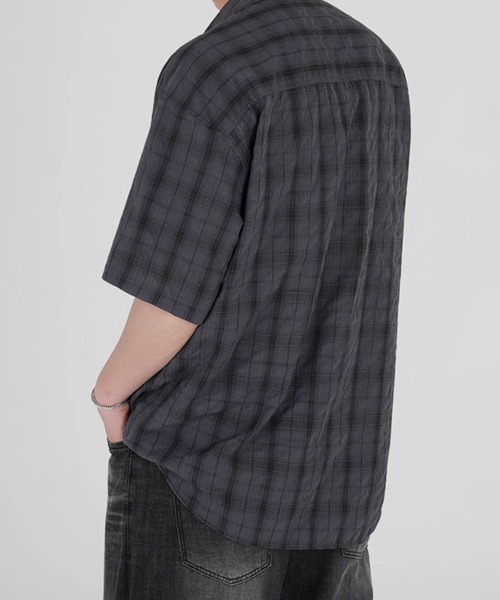 NOWLE(ノウル)の「【NOWLE】シアサッカー チェック 半袖 ボタン シャツ(シャツ/ブラウス・メンズ・ブルー/ダークグレー・MEDIUM/LARGE/X-LARGE)」の22枚目の写真