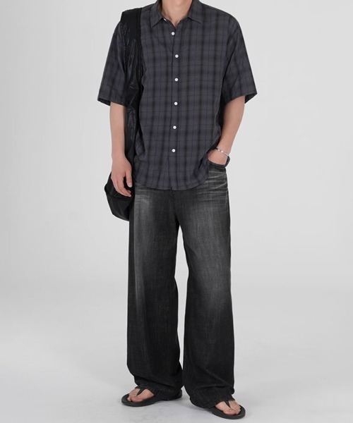 NOWLE(ノウル)の「【NOWLE】シアサッカー チェック 半袖 ボタン シャツ(シャツ/ブラウス・メンズ・ブルー/ダークグレー・MEDIUM/LARGE/X-LARGE)」の17枚目の写真