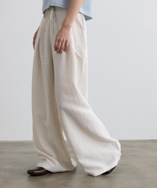 Lunea（ルネア）の「スーパーワイドリネンタックパンツ（その他パンツ・レディース・ブルー/ブラック/ホワイト/ライトグレー/ブラウン/キナリ・M/L）」の9枚目の写真