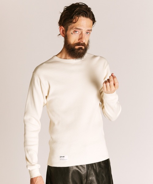 Schott(ショット)の「Schott/ショット/ARMY RIB LS T-SHIRT/アーミーリブ ロンT(Tシャツ/カットソー・メンズ・チャコールグレー/ナチュラル・M/2XL/XL/L)」の1枚目の写真