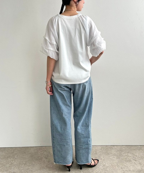 LHELBIE(レルビエ)の「ホイップスリーブブラウス(Tシャツ/カットソー・レディース・ネイビー/ブラック/オフホワイト・M)」の10枚目の写真
