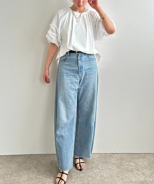 LHELBIE(レルビエ)の「ホイップスリーブブラウス(Tシャツ/カットソー・レディース・ネイビー/ブラック/オフホワイト・M)」の9枚目の写真