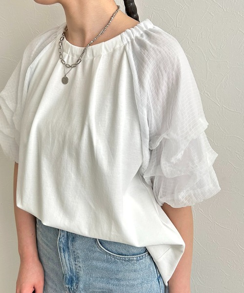 LHELBIE(レルビエ)の「ホイップスリーブブラウス(Tシャツ/カットソー・レディース・ネイビー/ブラック/オフホワイト・M)」の16枚目の写真