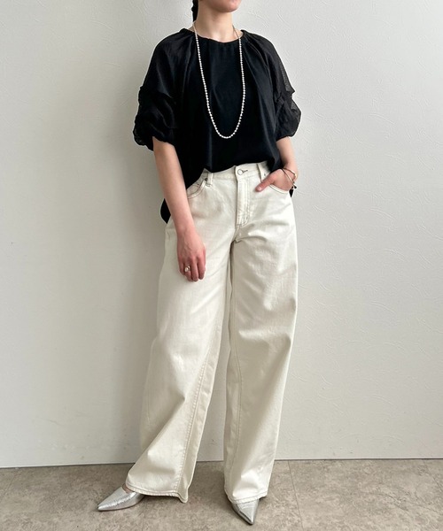 LHELBIE(レルビエ)の「ホイップスリーブブラウス(Tシャツ/カットソー・レディース・ネイビー/ブラック/オフホワイト・M)」の18枚目の写真