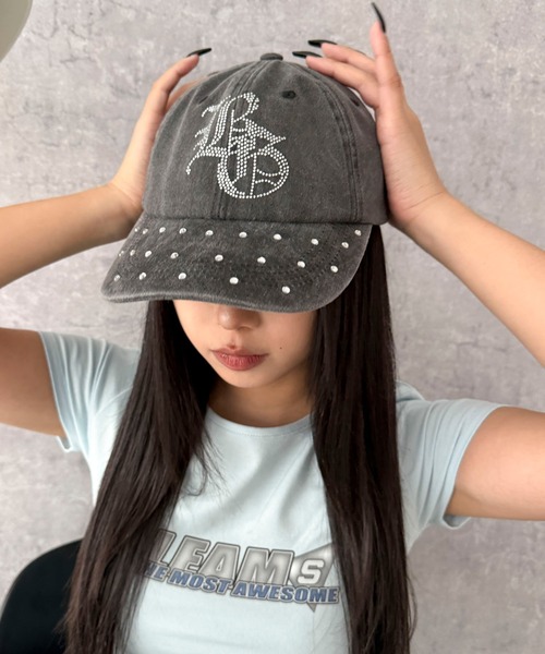 WEGO/【25年春夏新作】ロゴラインストーンキャップ（キャップ