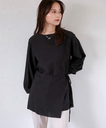 ウエストマークブラウス/waist mark blouse アイボリー ブラック カジュアル フェミニン レイヤード風 デザイントップス