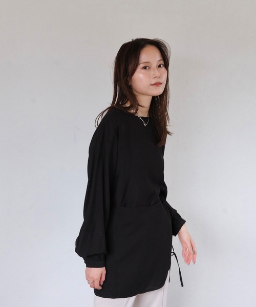 Reurie'(レウリィ)の「ウエストマークブラウス/waist mark blouse アイボリー ブラック カジュアル フェミニン レイヤード風 デザイントップス(シャツ/ブラウス・レディース・アイボリー/ブラック・FREE)」の12枚目の写真