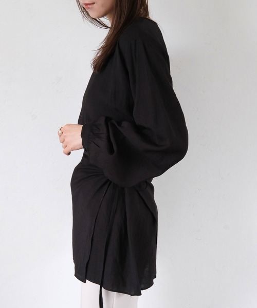 Reurie'(レウリィ)の「ウエストマークブラウス/waist mark blouse アイボリー ブラック カジュアル フェミニン レイヤード風 デザイントップス(シャツ/ブラウス・レディース・アイボリー/ブラック・FREE)」の17枚目の写真