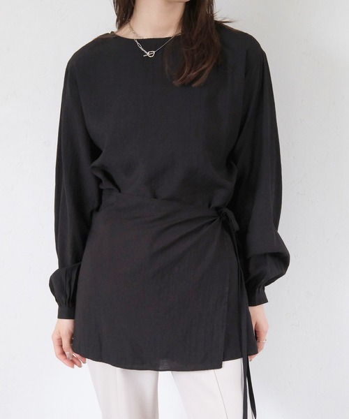 Reurie'(レウリィ)の「ウエストマークブラウス/waist mark blouse アイボリー ブラック カジュアル フェミニン レイヤード風 デザイントップス(シャツ/ブラウス・レディース・アイボリー/ブラック・FREE)」の19枚目の写真