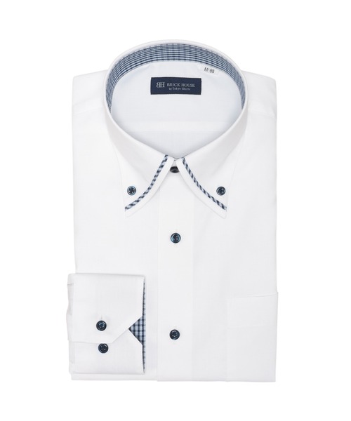 TOKYO SHIRTS(トウキョウシャツ)の「形態安定ノンアイロン ボタンダウン 長袖ビジネスワイシャツ(大きいサイズ・長いサイズ)(ビジネスシャツ・メンズ・ホワイト・首回り39cm-裄丈88cm/首回り41cm-裄丈90cm/首回り42cm-裄丈90cm/首回り43cm-裄丈90cm/首回り45cm-裄丈82cm/首回り45cm-裄丈86cm/首回り45cm-裄丈90cm/首回り47cm-裄丈86cm/首回り47cm-裄丈90cm)」の1枚目の写真