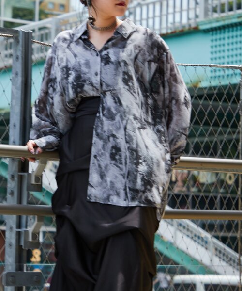 Mavie..7 柄シャツ ブラック Free サイズ Mavie..7 シャツ ブラウス 「Mavie..7」「新色登場」柄シャツ