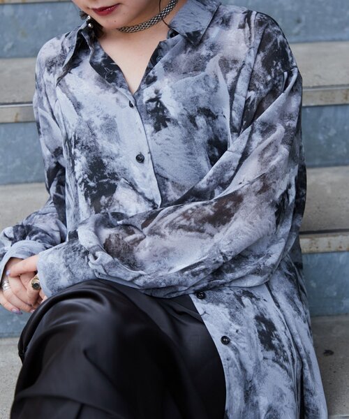 Mavie..7 柄シャツ Mavie..7】シアー柄シャツ（シャツ/ブラウス）｜Mavie..7