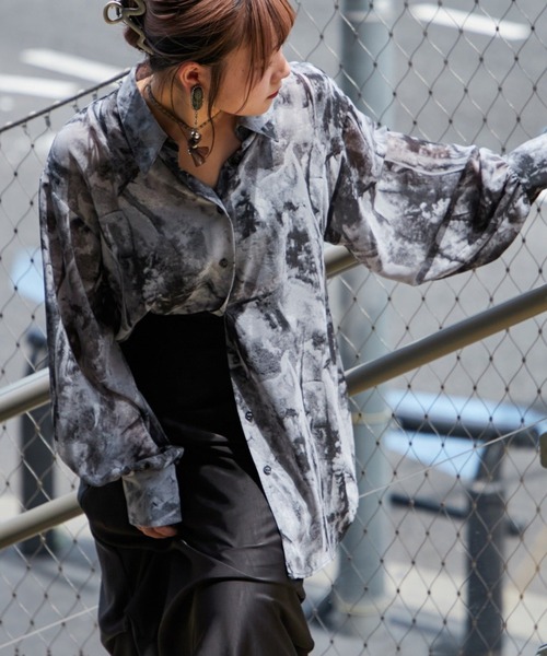 【新品】Mavie...7シアー柄シャツ Mavie..7】シアー柄シャツ（シャツ/ブラウス）｜Mavie..7