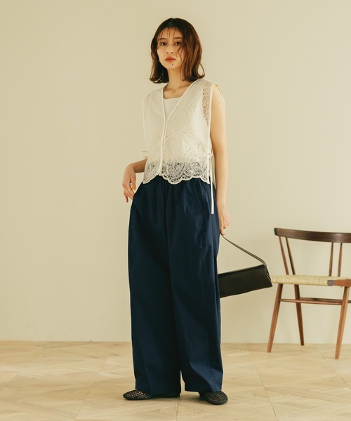 studio CLIP（スタディオクリップ）の「コードレースジレ（ベスト・レディース・ブラック/アイボリー・FREE）」の4枚目の写真