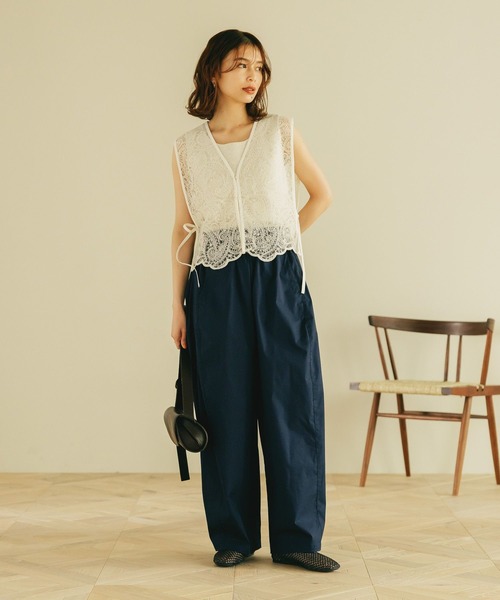 studio CLIP（スタディオクリップ）の「コードレースジレ（ベスト・レディース・ブラック/アイボリー・FREE）」の5枚目の写真