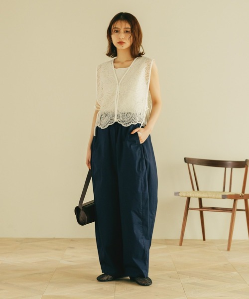 studio CLIP（スタディオクリップ）の「コードレースジレ（ベスト・レディース・ブラック/アイボリー・FREE）」の6枚目の写真