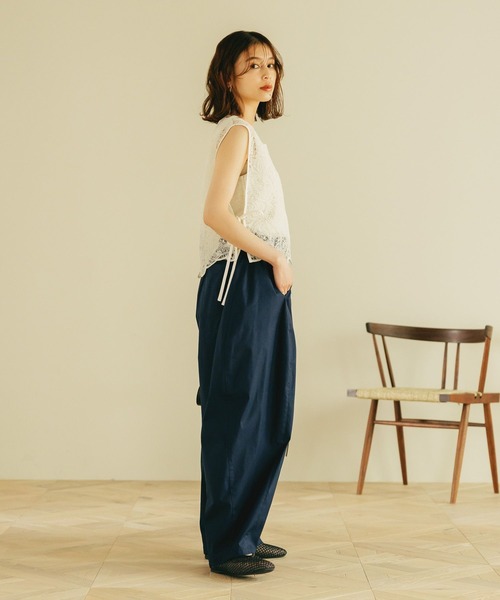 studio CLIP（スタディオクリップ）の「コードレースジレ（ベスト・レディース・ブラック/アイボリー・FREE）」の7枚目の写真