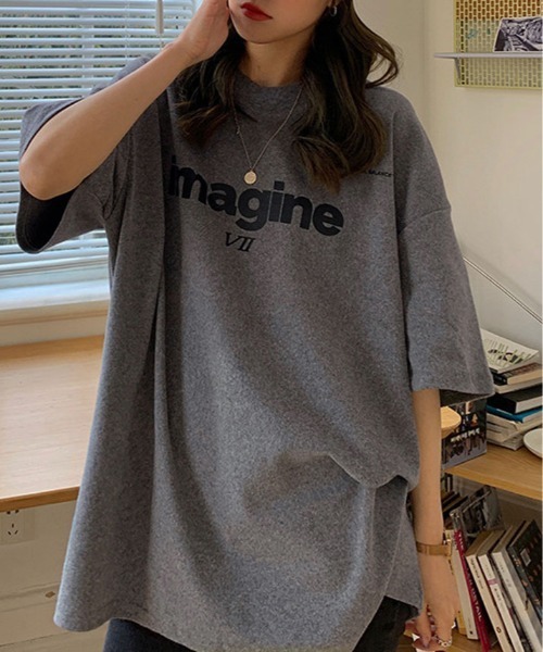 kirakiraShop(キラキラショップ)の「半袖 ロゴ デザイン Tシャツ(Tシャツ/カットソー・レディース・グレー/ブラック/ホワイト・FREE)」の3枚目の写真