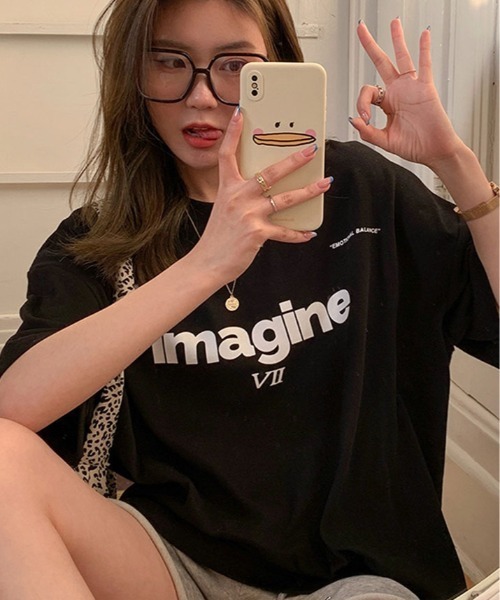 kirakiraShop(キラキラショップ)の「半袖 ロゴ デザイン Tシャツ(Tシャツ/カットソー・レディース・グレー/ブラック/ホワイト・FREE)」の2枚目の写真