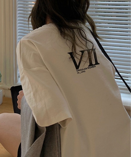 kirakiraShop(キラキラショップ)の「半袖 ロゴ デザイン Tシャツ(Tシャツ/カットソー・レディース・グレー/ブラック/ホワイト・FREE)」の4枚目の写真