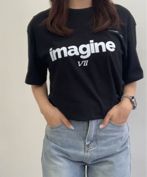 kirakiraShop(キラキラショップ)の「半袖 ロゴ デザイン Tシャツ(Tシャツ/カットソー・レディース・グレー/ブラック/ホワイト・FREE)」の6枚目の写真