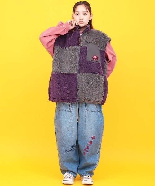 チチカカ（チチカカ）の「Orale! カラー切替ボアベスト（その他アウター・レディース・ブラック/パープル・FREE）」の5枚目の写真