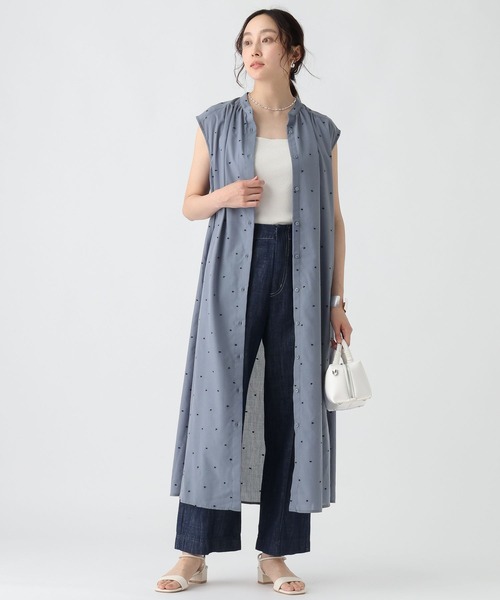 Elura（エルーラ）の「刺繍ドットシャツワンピース＜低身長サイズあり＞/491493（ワンピース・レディース・ブラック/ライトブルー・FREE）」の9枚目の写真
