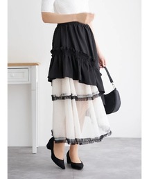 アシメフリルチュール使いスカート