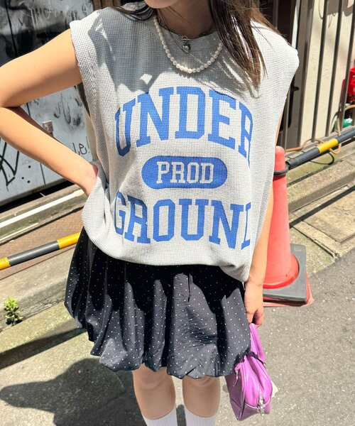 RePRODUCTION LABEL（リプロダクションレーベル）の「【RePRODUCTION LABEL / リプロダクションレーベル】アソートヴィンテージフェードノースリーブサーマル（タンクトップ・レディース・チャコールグレー/パープル/グレー/ダークグレー・FREE）」の6枚目の写真