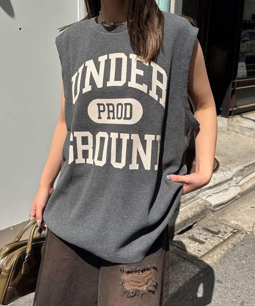 RePRODUCTION LABEL（リプロダクションレーベル）の「【RePRODUCTION LABEL / リプロダクションレーベル】アソートヴィンテージフェードノースリーブサーマル（タンクトップ・レディース・チャコールグレー/パープル/グレー/ダークグレー・FREE）」の19枚目の写真
