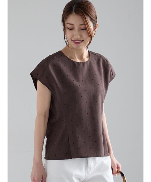 Te chichi（テチチ）の「リネンライクドットブラウス（シャツ/ブラウス・レディース・ブラウン/ブラック・F）」の2枚目の写真