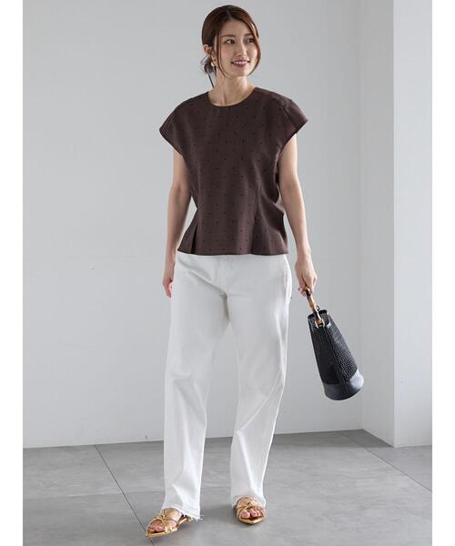 Te chichi（テチチ）の「リネンライクドットブラウス（シャツ/ブラウス・レディース・ブラウン/ブラック・F）」の3枚目の写真