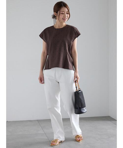 Te chichi（テチチ）の「リネンライクドットブラウス（シャツ/ブラウス・レディース・ブラウン/ブラック・F）」の4枚目の写真