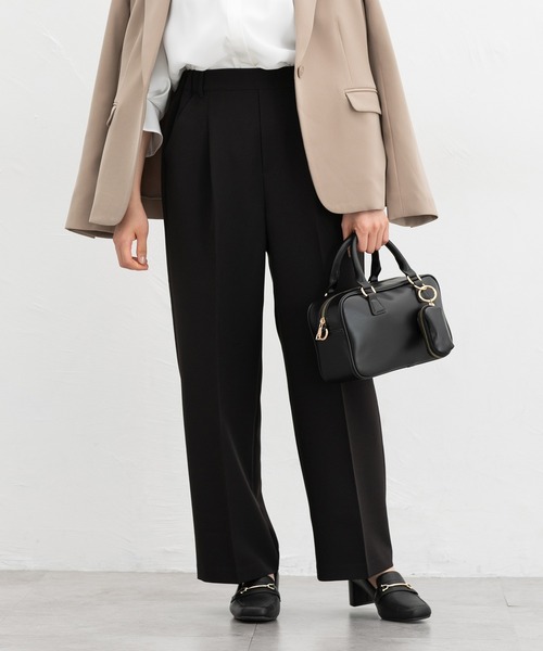 Honeys(ハニーズ)の「【美ージー・ストレッチ・マシンウォッシャブル・イージーケア】美ージーストレート(股下65cm)(スラックス・レディース・ブラック/ブラウン/ネイビー/ダークベージュ/ヘザーチャコール・3L/S/M/LL/L/SS)」の1枚目の写真