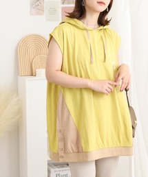 tシャツ EMAGO 一輪刺繍フード付きベストチュニック レディース EMAGO 一輪刺繍フード付きベストチュニック（Tシャツ/カットソー