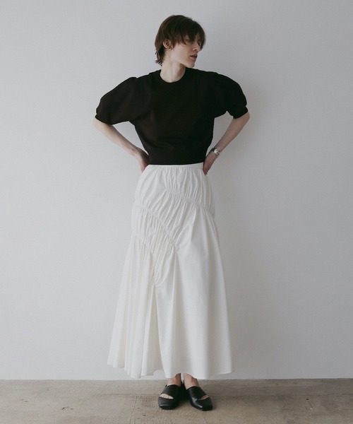 MANOF(マノフ)の「SHIRRING FLARE SKIRT(スカート・レディース・ホワイト/パープル/ネイビー・S/M)」の7枚目の写真