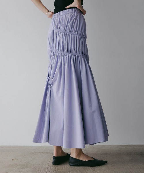 MANOF(マノフ)の「SHIRRING FLARE SKIRT(スカート・レディース・ホワイト/パープル/ネイビー・S/M)」の13枚目の写真