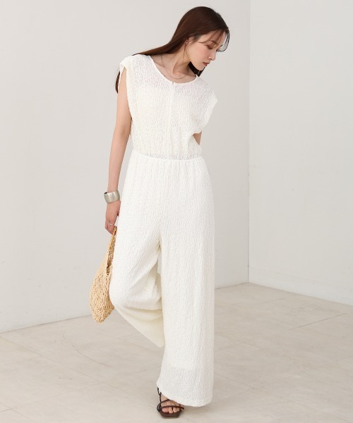 Bab（バブ）の「【低身長向けサイズあり】前後2WAYウェーブ柄シュシュ付ワンピース（つなぎ/オールインワン・レディース・ブラウン/ブラック/アイボリー/A・MEDIUM/SMALL）」の19枚目の写真