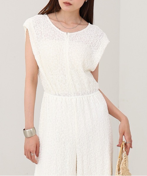 Bab（バブ）の「【低身長向けサイズあり】前後2WAYウェーブ柄シュシュ付ワンピース（つなぎ/オールインワン・レディース・ブラウン/ブラック/アイボリー/A・MEDIUM/SMALL）」の18枚目の写真